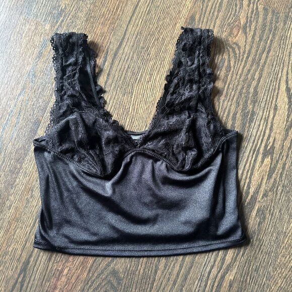 SHEIN BAE High Stretch Knitted Lace Spliced Women's Camisole Top Size XL Black - Picture 5 of 9